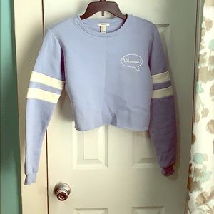 Blue graphic cropped sweater